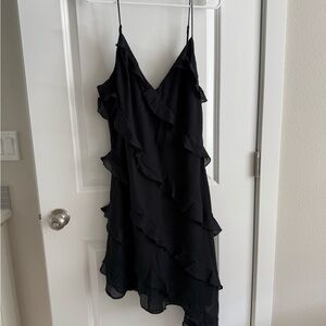 Abercrombie & Fitch Black all-over ruffle Asymmetrical Dress